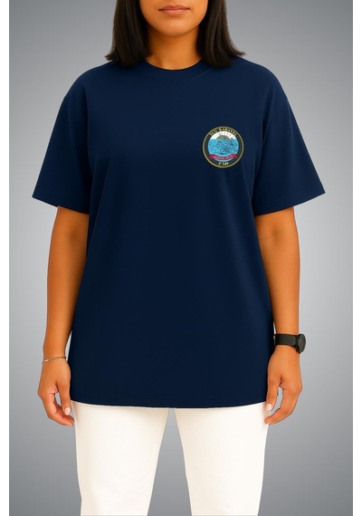 Bahriyeli Collection Oversize Tcg Karayel Logo Cep Baskılı Unisex T-shirt Lacivert