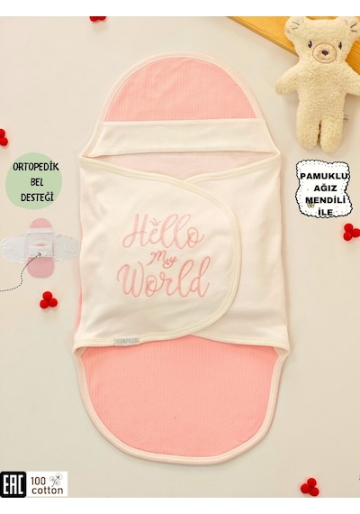 %100 Pamuklu Bebek Kundak Battaniyesi Uyku Tulumu Kız/erkek 0-9 Ay Ortopedik Nakış Detaylı Pembe