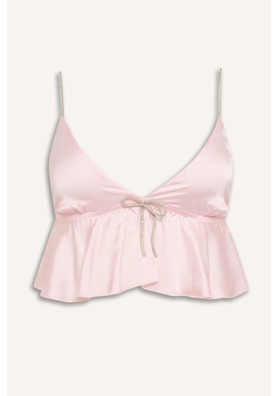 Defacto Regular Fıt Askılı Saten Pijama Üst G1175ax26sppn648 Pembe-pn648