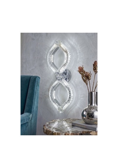 LumiaLighting Yonca Model İkili Gümüş 3 Renk Modu Kristal Taşlı Salon Mutfak Yatak Çocuk Odası Aplik