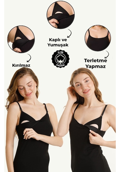 Parlingerie Hamile Kaplı Emzirme Atletli 2li Set Siyah-siyah Siyah - Siyah