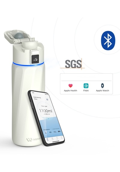 Waterh Boost Akıllı Termos Hidrasyon Takibi Yapan, Yalıtımlı 0.95 L / 32oz Akıllı Şişe Beyaz