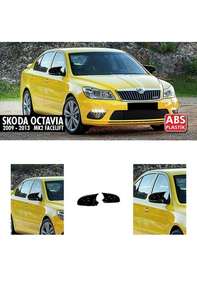 Skoda Octavia Batman Yarasa Ayna Kapağı 2009-2013 Parlak Siyah