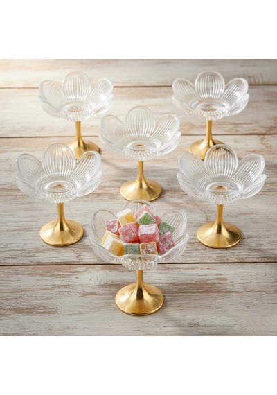Lotus Metal Ayaklı Sunumluk 6 Lı Sade Beyaz