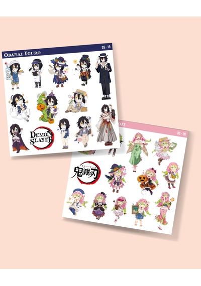 Mitsuri Kanroji-obanai Iguro-parlak Kağıt -2li Sticker Set-demon Slayer Anime Minithingsart