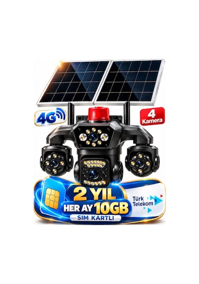 Hieasy 4k 80-gz 8mp 4g Solar Ptz 4 Kamera 2 Yıl Aylık 10gb Sım Kartlı Güvenlik Sistemi