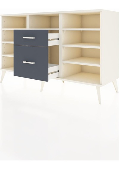 Kronos Konsol 7 Raflı 2 Çekmeceli 132x59x83 Aytaşı-aytaşı/antrasit Aytaşı/antrasit