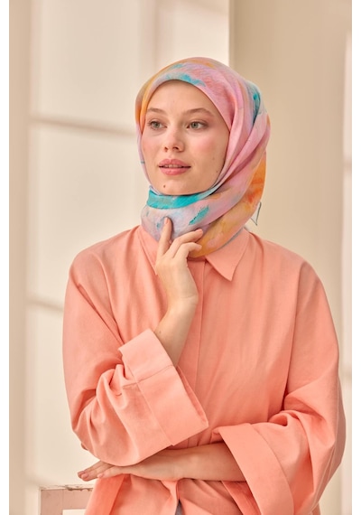 Silk Home Olinda İpek Eşarp 47004-24 Gümüş, Turkuaz, Yeşil, Pembe, Turuncu