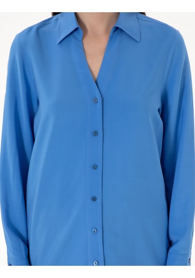 Pierre Cardin Kadın Mavi Gömlek Desenli 50311566-vr036 Mavi