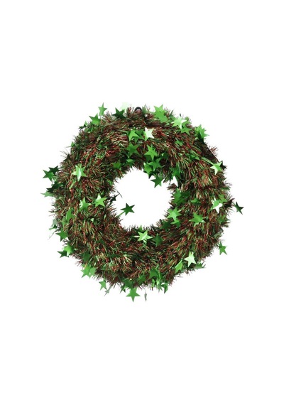 T.concept Yılbaşı Ön Kapı Süsü Yeni Yıl Noel Dekorasyon Yeşil Yıldızlı Çelenk