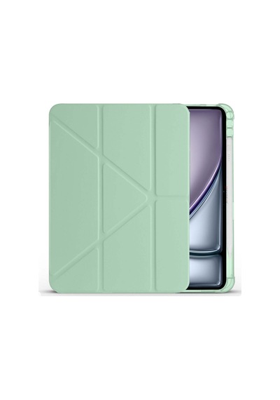 Apple Uyumlu iPad Air 11'' M3 2025 m2 2024 Üçgen Katlanabilir Kalem Şarj Bölmeli Standlı Kılıf Kapaklı