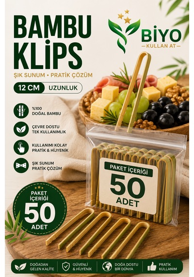 Bambu Klips Maşa 12 Cm 50 Adet