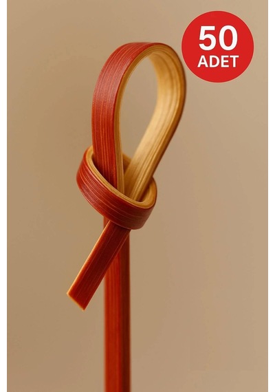 Düğümlü Kırmızı Bambu Kürdan 12 Cm, Şık Davet Ve Kokteyl Sunum Çubuğu 50 Li Paket