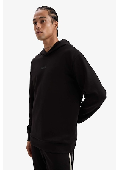 DeFactoFit Standart Fit Kapüşonlu Skuba Dalgıç Kumaş Sporcu Sweatshirt D7364AX25SPBK81