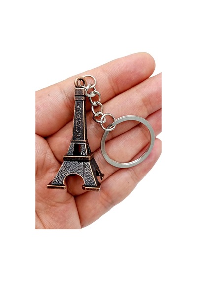 Paris Eyfel Kulesi 3D Metal Anahtarlık Bronz