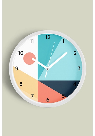 Soyut - Geometrik Temalı Modern Duvar Saati - 25cm - Önü Camlı Beyaz Kasa - Sessiz Mekanizma-jh0400 Beyaz