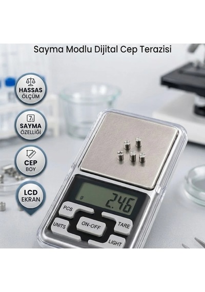 Hassas Dijital Cep Terazisi 300 G Sayma Modlu, 5 Birimli, Tare Fonksiyonlu Renkli