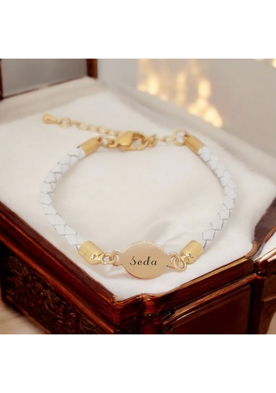 Seda İsmine Özel Doğal Beyaz Derili Oval Motifli 14 Ayar Altın Plakalı Hediye Bileklik-529isim Seda Seda İsmine Özel Doğal Beyaz Derili Oval Motifli 14 Ayar Altın Plakalı Hediye Bileklik-529isim Seda