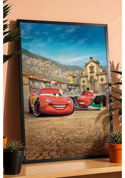Şimşek Mcqueen İtalya Yarışı Çerçeveli Tablo - Lüks Çocuk Odası Arabalar Serisi Avrupa Temalı Dekor Siyah Şimşek Mcqueen İtalya Yarışı Çerçeveli Tablo - Lüks Çocuk Odası Arabalar Serisi Avrupa Temalı Dekor Siyah