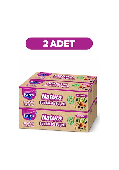 Natura Buzdolabı Poşeti Orta Boy 20'li 24 X 38 Cm Dörtlü Paket İki Paket