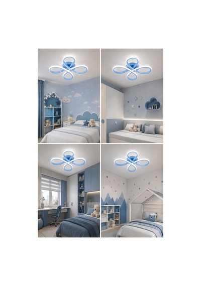 AvizeGO Saren Led Plafonyer Avize Çocuk Odası Beyaz Işık Açık Mavi