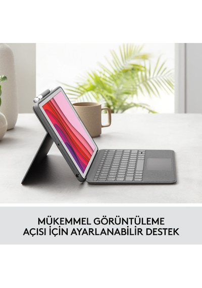 Logitech Combo Touch Apple Uyumlu iPad  7,8,9. Nesil Için Türkçe Klavyeli Kılıf