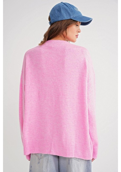 Hiccup Mixray Oversize Triko Kazak Toz Pembe
