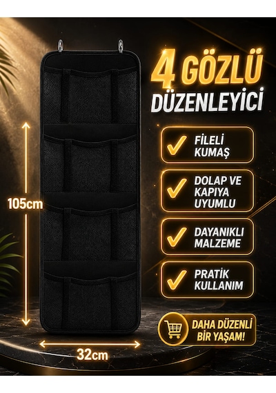 4 Cepli Çok Amaçlı Dolap Içi Düzenleyici Organizer Dolap Içi Düzenleyici Kapı Arkası Askılık Kapı Arkası Organizeri Banyo Düzenleyici Mutfak Siyah