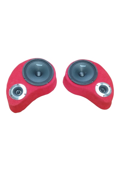 Lostgarage Polyesterli Boş Pandizot 16 Cm Hoparlör 10 Cm Tweeter Yuvalı Kırmızı Mdf 2 Adet Sağ Ve Sol