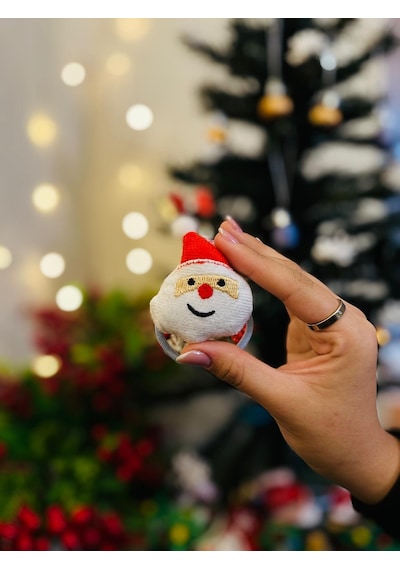 Yılbaşı Temalı Peluş Lastik Toka Seti Noel Baba, Geyik, Çam Ağacı Figürlü 5'li -213 Beyaz