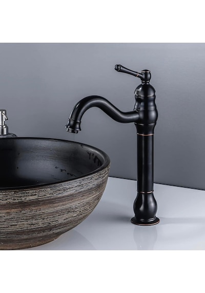 İsaoğlu Yapı Siyah Çanak Lavabo Bataryası Siyah Vintage Armatür Çanak Lavabo Uyumlu Batarya Siyah