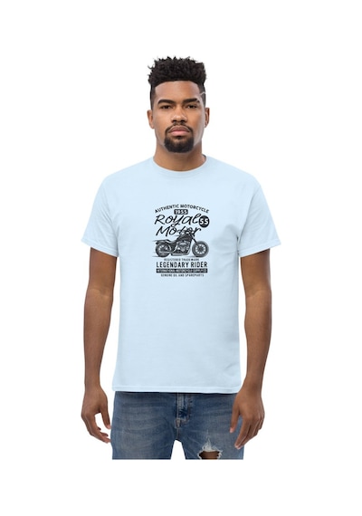 Wildstyle Royal Motor Legendary Rider Motosiklet Vintage Motor Baskılı Unisex Bisiklet Yaka Pamuklu Tişört - B