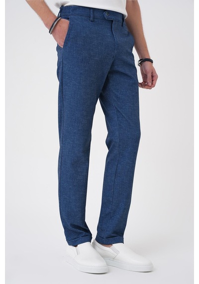 Efor Comfort Fit Kırçıllı Beli Lastikli Gece Mavisi Jogger Pantolon P 1176 Mavi