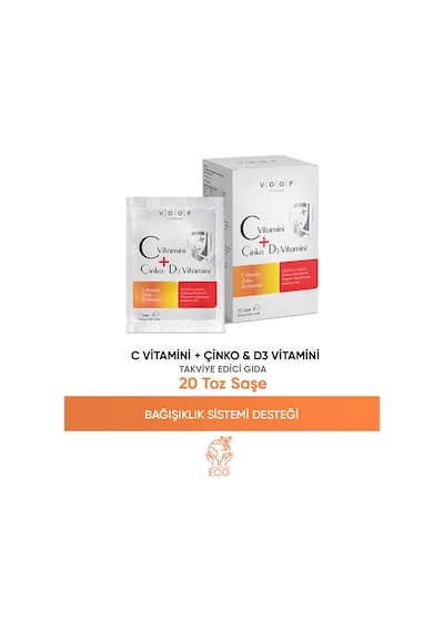 Voop C Vitamini D3 Vitamini ve Çinko 20 Saşe