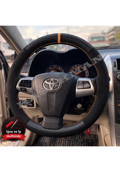 Toyota Urban Cruiser Dikme Direksiyon Kılıfı Alcantara Süet Mat Karbon Taba Yüzük Ve Dikiş 2009-2014