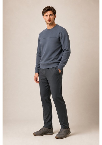 Redline Steni Yeni Sezon Erkek Regular Fit Kışlık Bisiklet Yaka Sweatshirt Antrasit