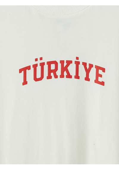 Lcw Comfort Beyaz Türkiye Baskılı %100 Pamuklu Kadın Tişört