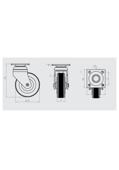50x20 Mm Gri Tablalı Tekerlek Yük Taşıma Tekerlek 50 Mm 4 Adet Açık Gri