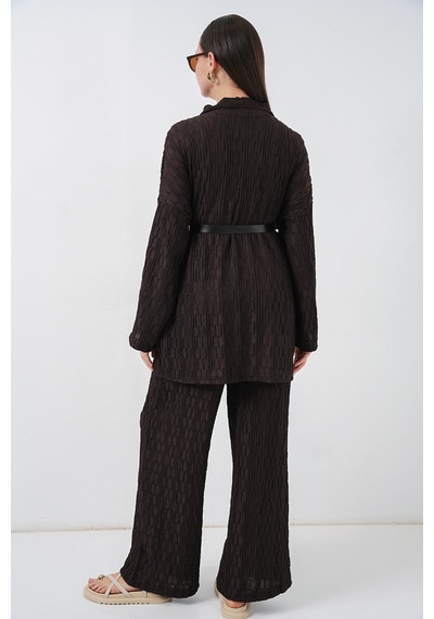 Bigdart Kadın Kimono Pantolon İkili Takım 30078 - Kahverengi