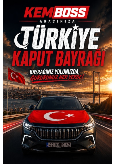 Türkiye Kaput Bayrağı 130x160 Cm - Universal Lastikli Araç Kaput Bayrağı Oto Türk Bayrağı Araç Süsü