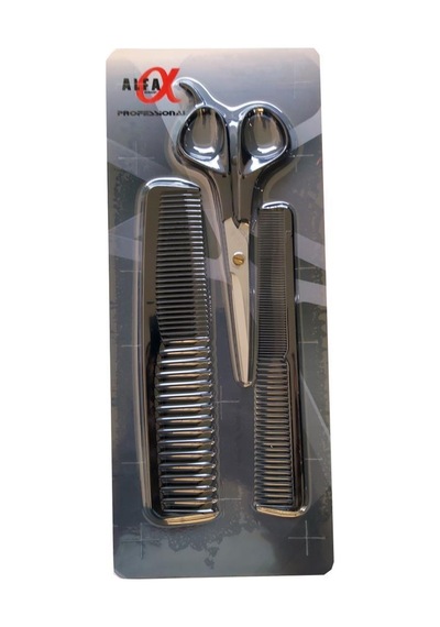Alfa Set03 3lü Berber Seti Makas + 2 Adet Tarak