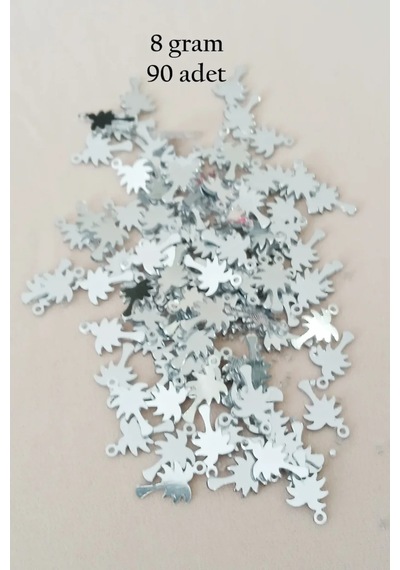 Tedar Oya Abiye Bileklik Kolye Pleksi Metalik Plastik Pul Gümüş Renk 8 Gram 90 Adet - Bnc506 Najmaddin (No:1) 8.5Cm X 10.5 Cm