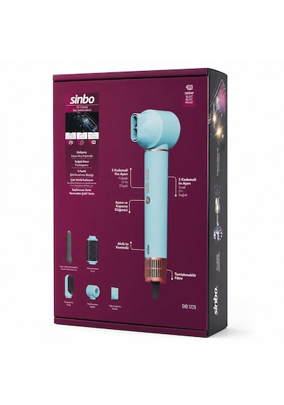 Mavi Air Brush 5in1 Bukle-hacimle-düzleştir-2-fırça Saç Kurutma - Şekil Makinesi 1300w 3-kdm.hız Sıc