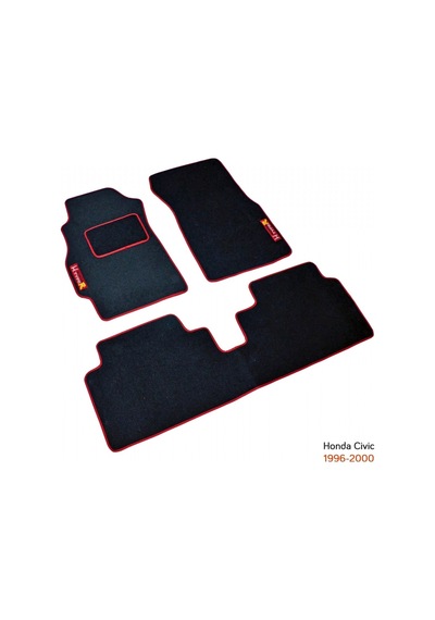 Nyf Honda Civic 1996-2000 Siyah Halı Paspas (Biye Kırmızı)
