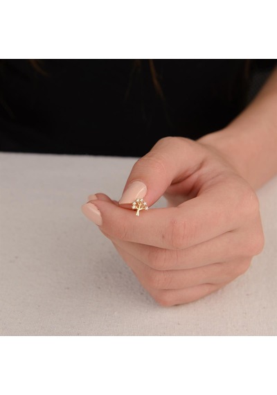 Goldkupe 14 Ayar Altın Taşlı Ağaç Küpe 1,03 Gr-4210