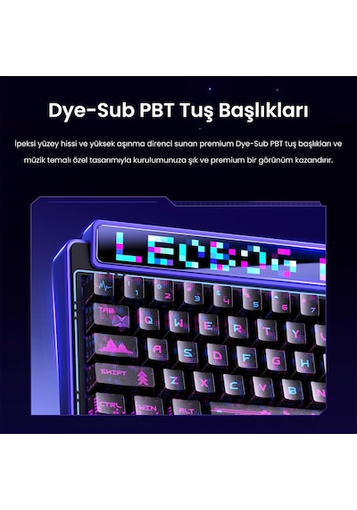 Leobog Amg65 Mekanik Gaming Oyuncu Klavyesi Led Matrix Ekranlı Jasper Switch Rgb Hot Swap Siyah