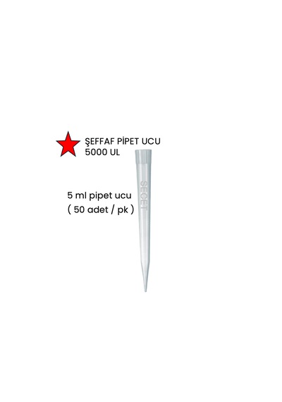 Pipet Ucu, 5 Ml Şeffaf Pipet Ucu 5000µl 50 Adet / Pk , 5ml