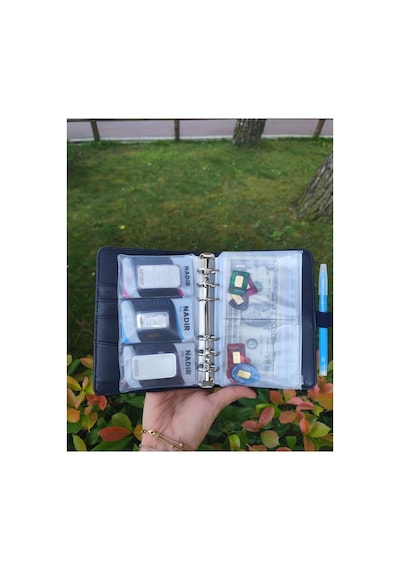 Bütçe Planlayıcı Para Organizeri - Suni Deri Kilitli Ajanda Lacivert Sticker Hediyeli