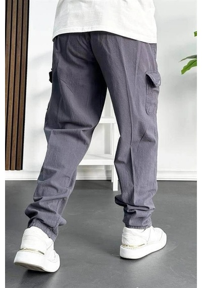 Edwox Erkek Baggy Kalıp Kargo Cepli Pantolon Füme Edw131