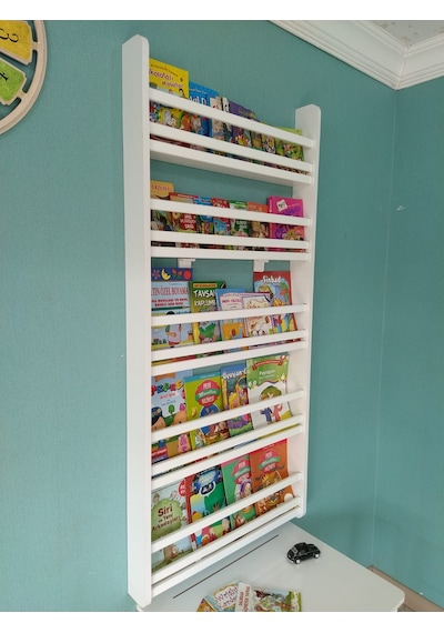 Emdief 5 Raflı Montessori Kitaplık Beyaz